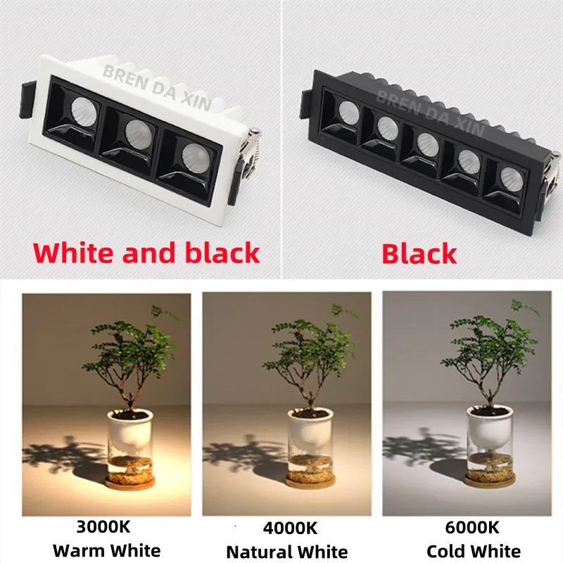 Description Picture 5 of itemDimmable LED Ceiling Lights 2w4w6w10W20W30W Recessed Strip bulb Shoot light COB Grille lamp Indoor Lighting LED Canister light