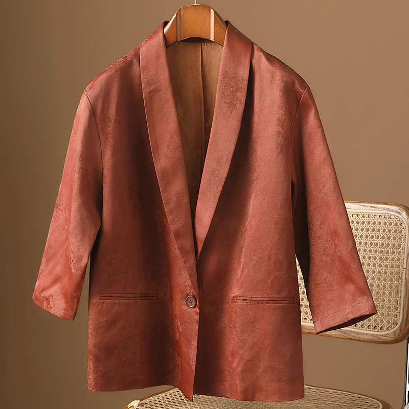 

Fragrant Cloud Yarn Silk Spring and Autumn Coat for Women 2023 New niche design Women's Mulberry Silk Small Suit