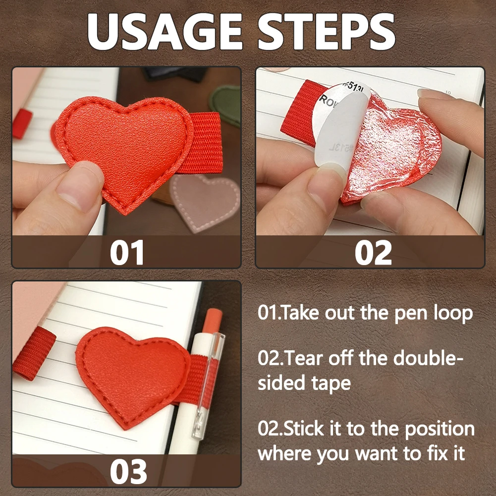 5Pcs PU Pen Loops Leather Notebook Fixed Universal Pen Insert Desktop Self-adhesive Portable Strap Notebook Cover Holder