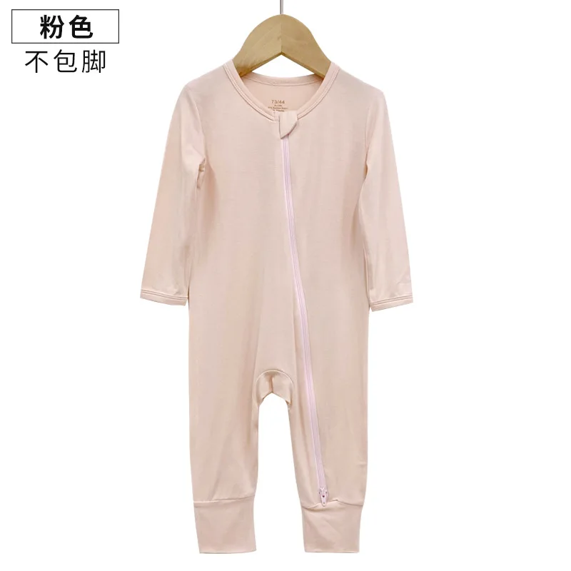 0-2T Infant Clothing High Quality Bamboo One-piece Bodysuit Round Neck Unfold Feet Jumpsuit Soild Baby Romper Children Pajamas