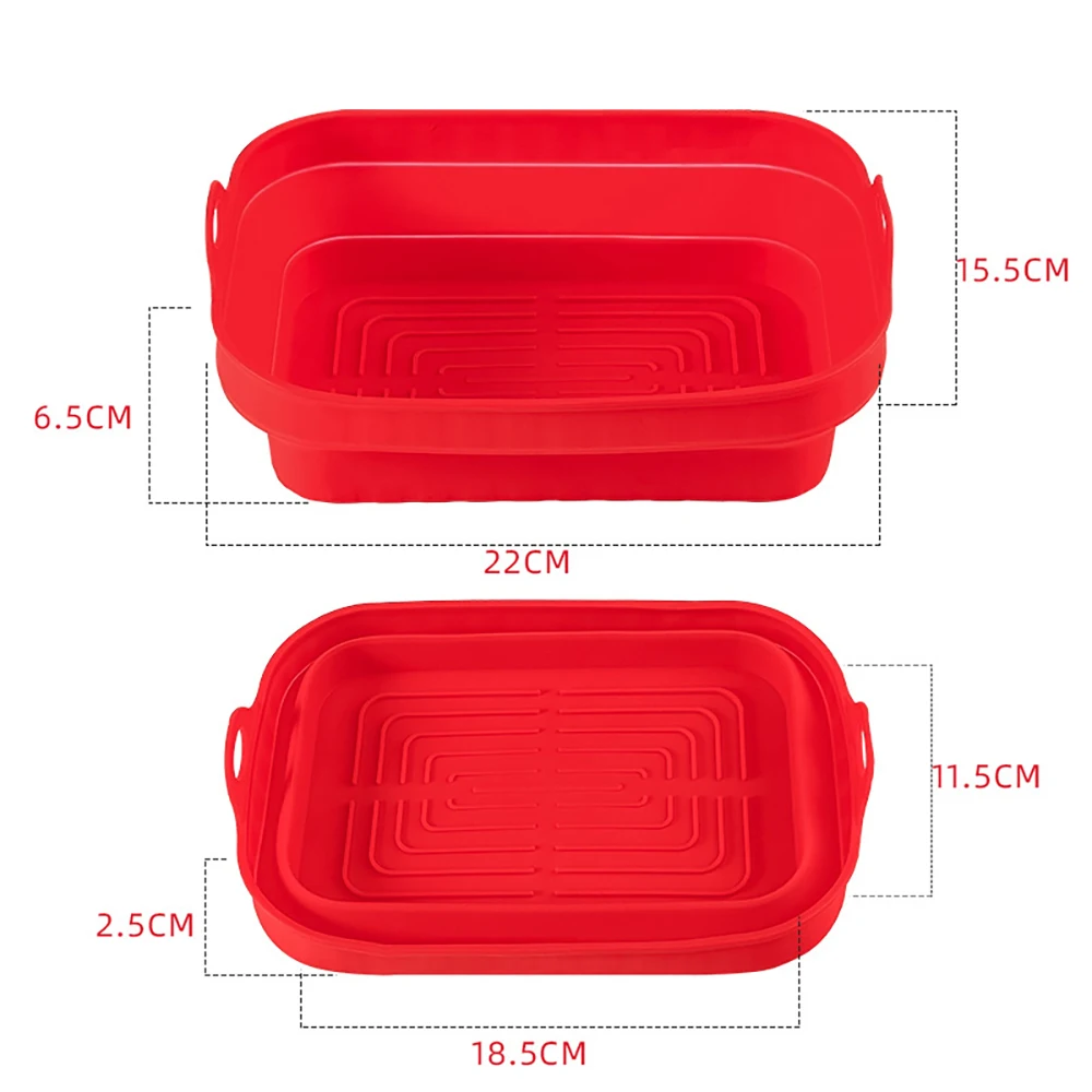 Rectangle Oven Baking Tray Baking Baskets Silicone Pot Heating Baking Pan  For Ninja Air Fryer Kitchen Accessories 22.5x13x6.5cm