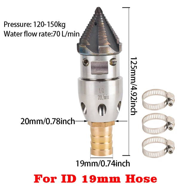 Ugello Pulizia Fognature Ad Alta Pressione - Strumento Rotante In Acciaio Inox Per Idropulitrici