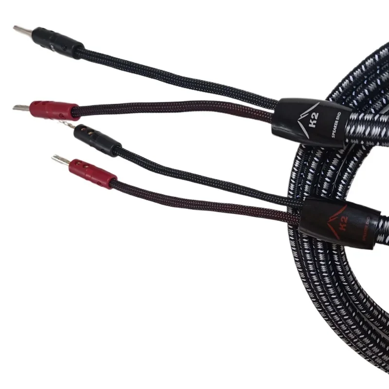 Cavo Altoparlante 2 M – Coppia Audiocrast, Argento Solido Con Fibra Carbonio E Spine Banana Rodiate