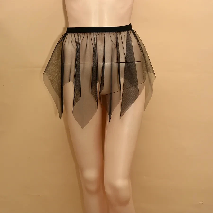 Women Transparent Mesh Skirt Ultra-thin Perspective Ultra-short Irregular One-Layer Gauze Half-Length Skirt Nightclub Clothes 6