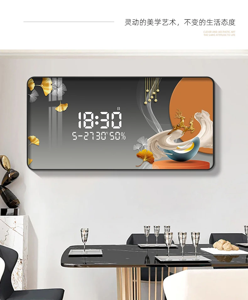 Description Picture 3 of itemBig Size Modern Wall Clocks Chinese Style Mechanism Interior Luxury Art Mural Wall Watch Kitchen Horloge Ornaments Home Decor