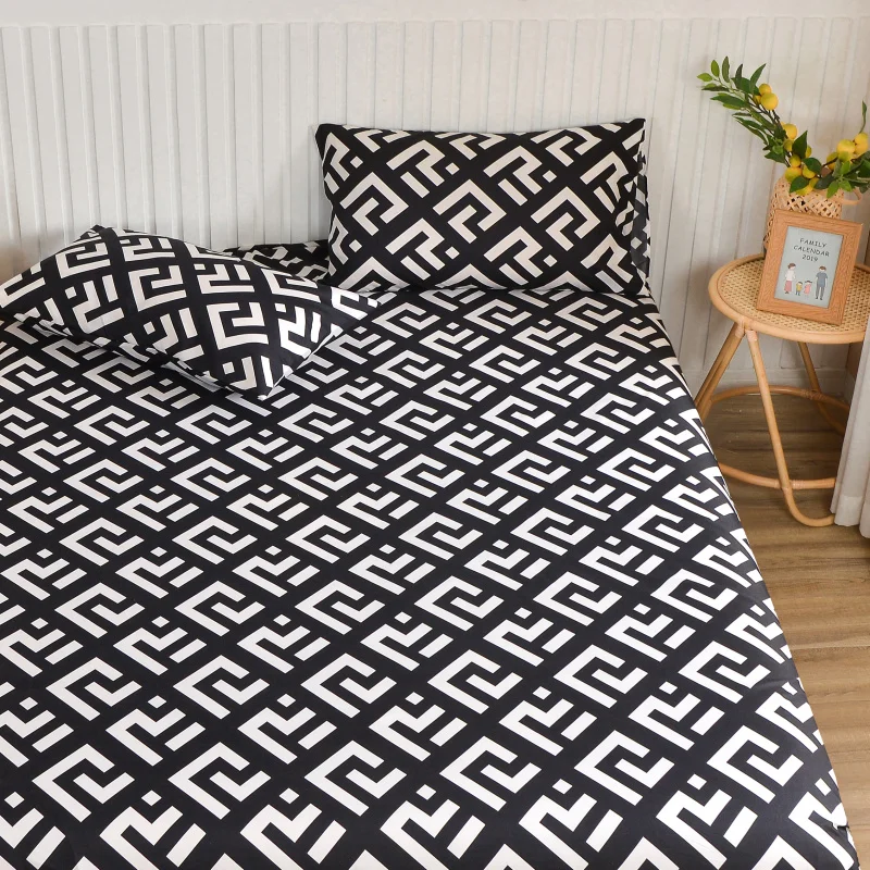 Simple Style Bedsheet Breathable Bed Cover Fitted Sheet with Elastic Band Mattress Protector Home Bed Linen (No Pillowcase) 3