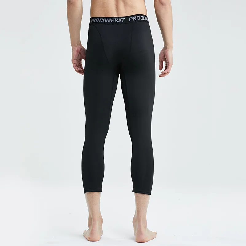 Basketball Tight Pants Mens Seven High Elastic Training Sports Fitness 7 Points Leggings Fast Dry