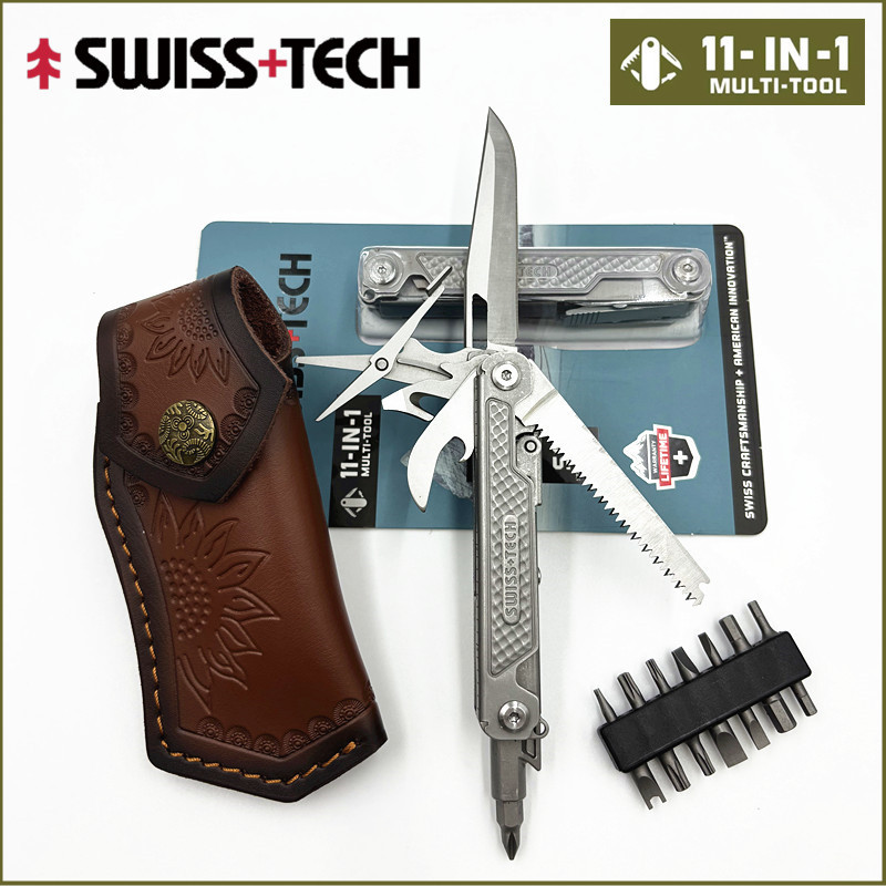 SWISS TECH 11 in 1 Mini Multitool Multi-function Tools with Scissors Screwdriver EDC Outdoor Survival Hand Tool