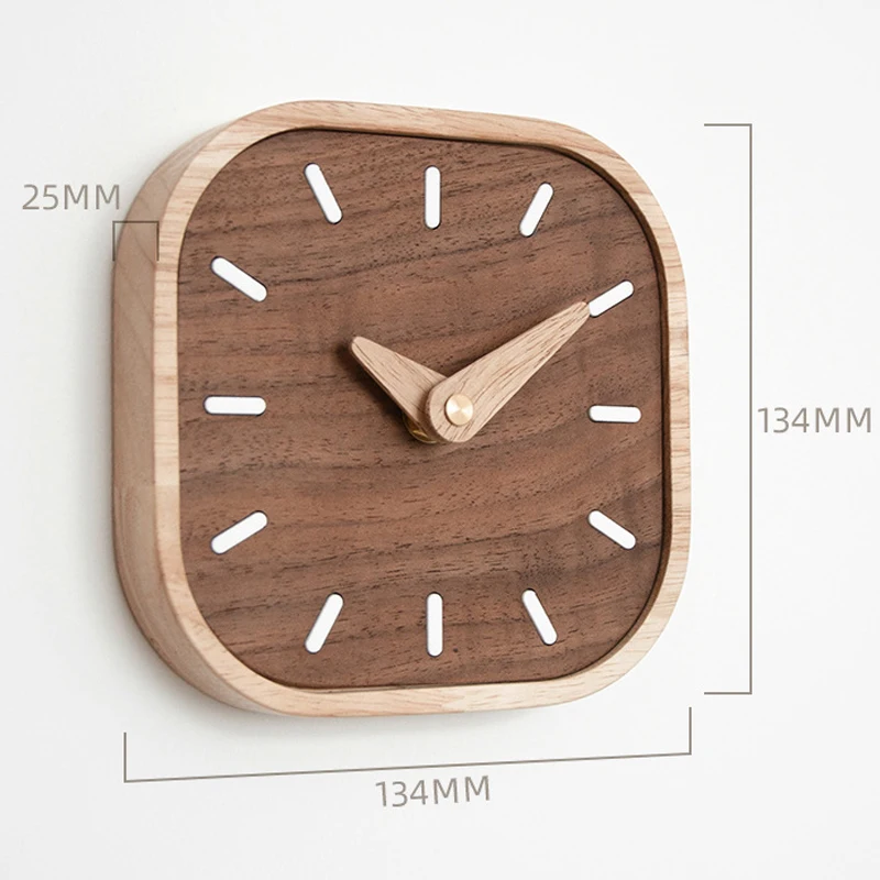 Wall Clocks Nordic Black Walnut Minimalist Desk Clock Wall Clock Bedroom Living Room Decoration Solid Wood Quiet Hanging Wall Watch
