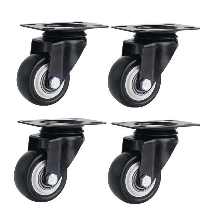 4 adet/grup mobilya tekerleri tekerlekler PP döner tekerlek siyah silindir tekerlek ağır hizmet tipi platform arabası sandalye ev aksesuarı