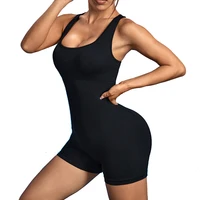 Womens Workout Bodysuits Sexy Yoga Sport Suit One Piece Gym Bodycon Rompers Tummy Control Workout Activewear Jumpsuit Sleeveless 2