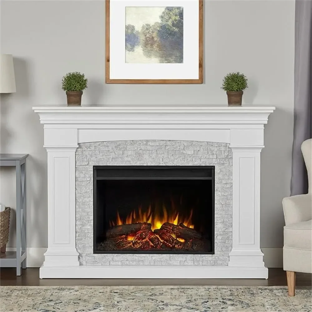 Deland Grand Electric Indoor Fireplace with Remote Control, Realistic Infrared Fireplace with Heater 2