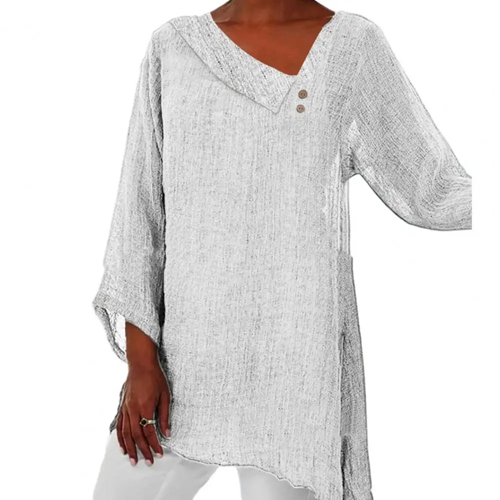 

Spring Autumn Women Blouse Chic Skew Collar Pullover Tops for Women Stylish Spring/autumn Streetwear with Long Sleeves Side