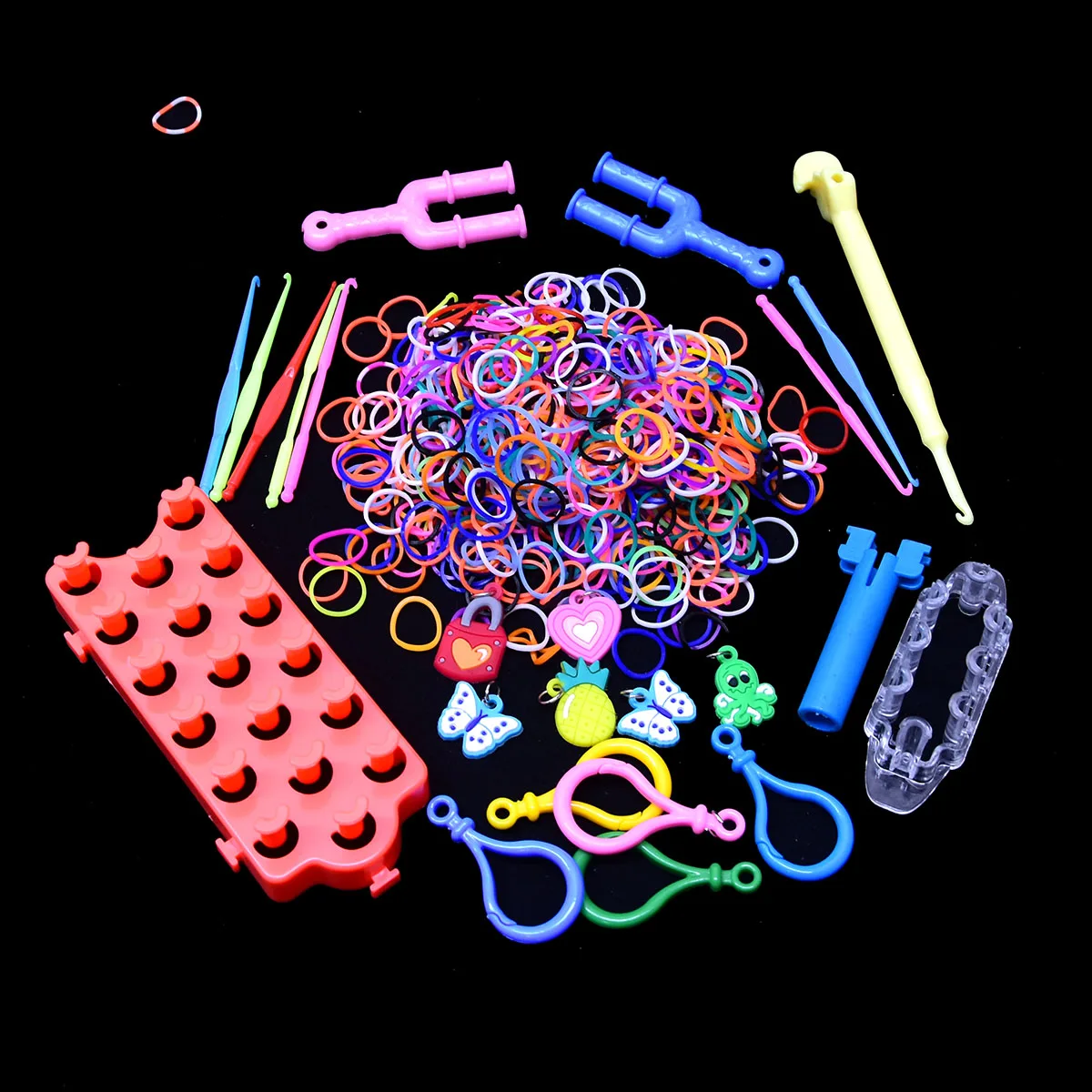 Loom Band Kit Loom Band Weaver Kit Jewellery Making Kit Friendship Bracelet Making Kit Rubber Band Bracelet Kit Loom Band Weaver Fashion Rubber Band Loom Weaver Kit for DIY Elongated Knitting Machine Bracelets Weaving Frame Bands Hook Arts Crafts DIY Toys