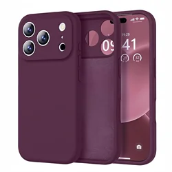 Elegant Shockproof Protective Silicone Phone Case - Solid Color Design - iPhone 16 (Red wine)