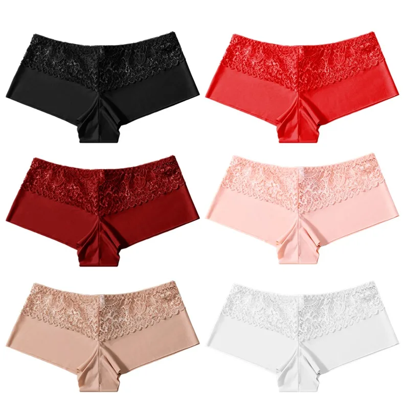 6Pcs/Set Women's Lace Boxers Seamless Underwear for Woman Boyshorts Safety Shorts Under the Skirts Female Panties Lingerie S-L