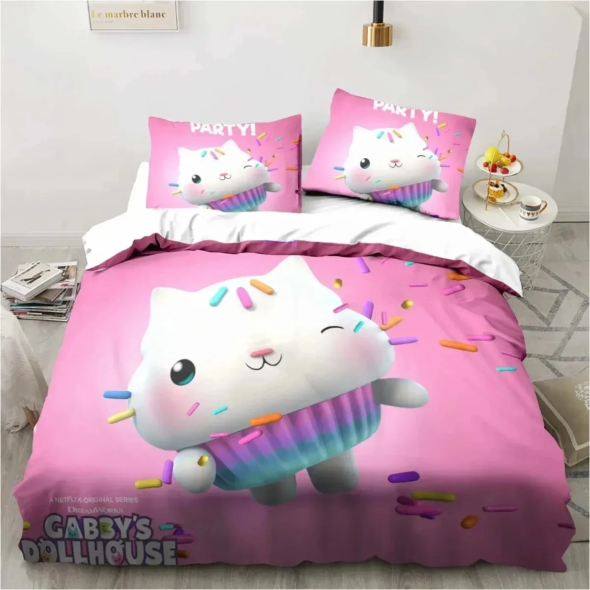 Cartoon Gabbys Dollhouse Bedding Set Duvet Cover Bed Set Quilt Cover Pillowcase Comforter king Queen Size Boys Adult Bedding Set S47c571e3181347a1b94f9c2c4098681ev