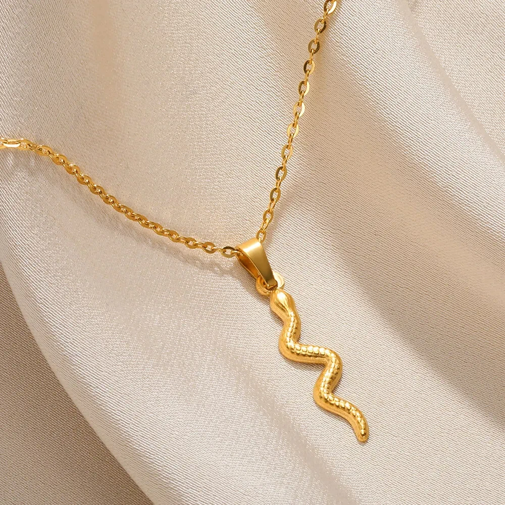 Stainless Steel Snake Necklaces Gold Color Waterproof