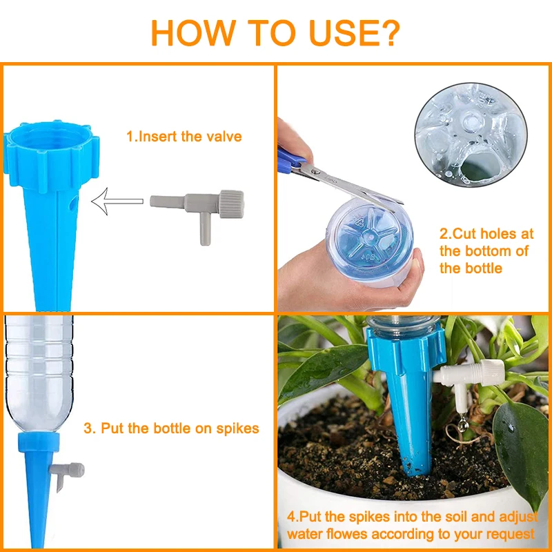 Plant Self Watering Devices Auto Drip Irrigation Watering Spikes with Slow Release Control Switch for Plant Greenhouse Garden sprinkler to drip conversion kit