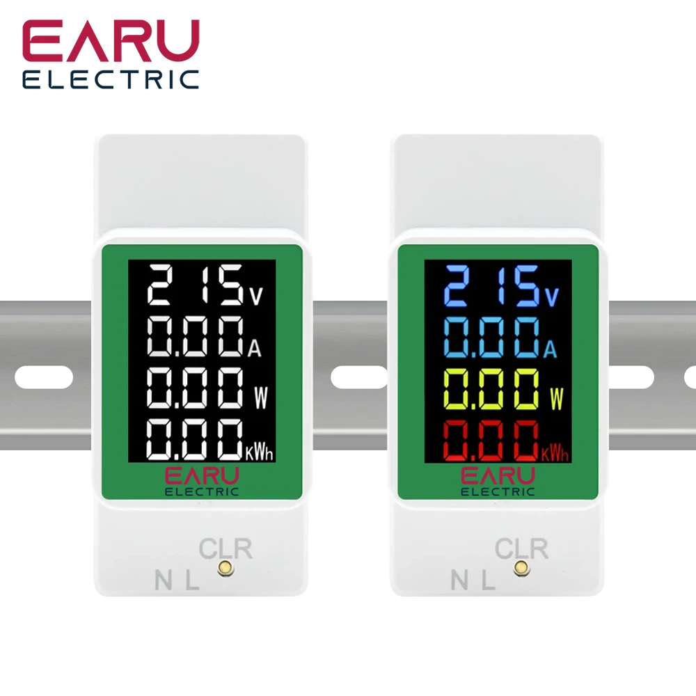 4IN1 디지털 AC 110V 220V 100A 전압 전류 kWh 전기 에너지 모니터 미터 VOLT AMP 전압계 Aammeter 전력계 Din Rail