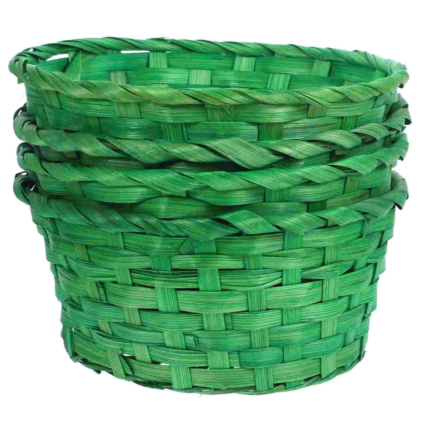 

4 Pcs Storage Baskets Round Bamboo Egg Easter Prop Fruit Colorful Children's Day