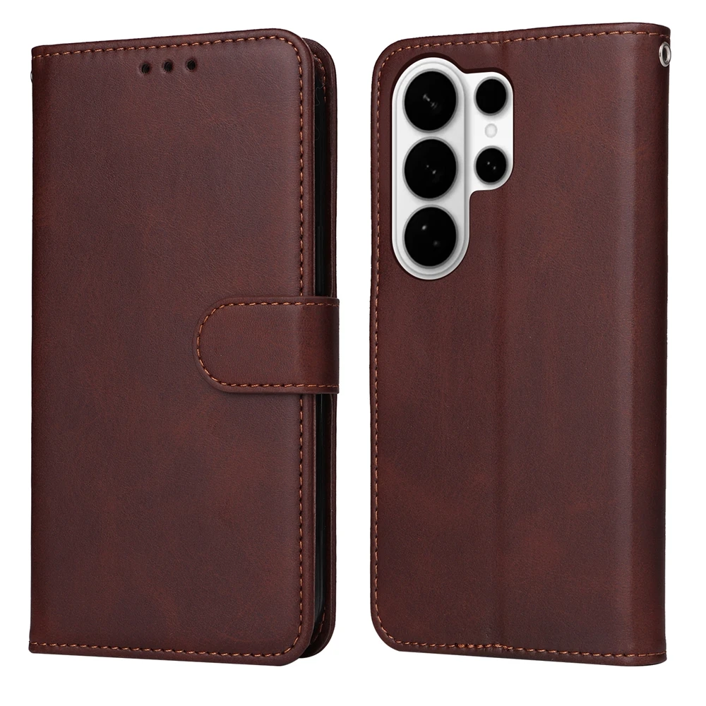 Premium Magnetic Leather Flip Wallet Case with Kickstand - Classic Business Design