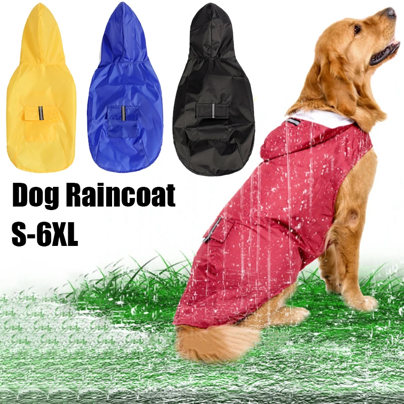 Dog Raincoat Waterproof Hoodie Jacket Rain Poncho Pet Rainwear Clothes Reflective Stripe Outdoor Dogs Raincoat Accessories dog raincoat