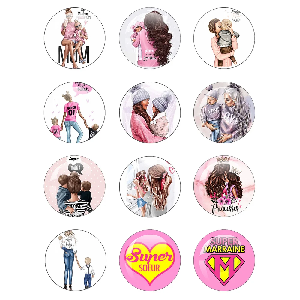 

New Style, I Love Mom and Dad Cabochon Glass 12mm-40mm Round Glass Demo Back Making Jewelry Findings Jewelry Gifts For