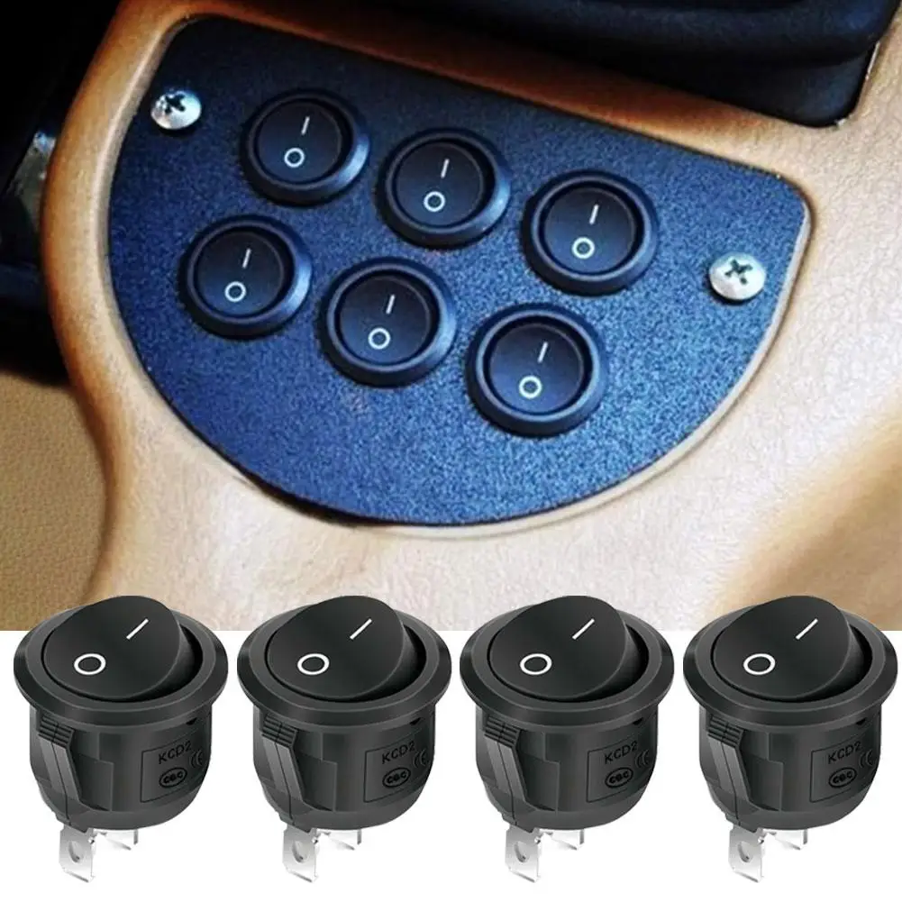 로커 스위치 SPST 2핀 온/오프 12V 10A/125V 6A/250V 원형 토글 스위치, 자동차, 보트, 해양, RV, 자동차, 트럭, 오토바이용 U6G3