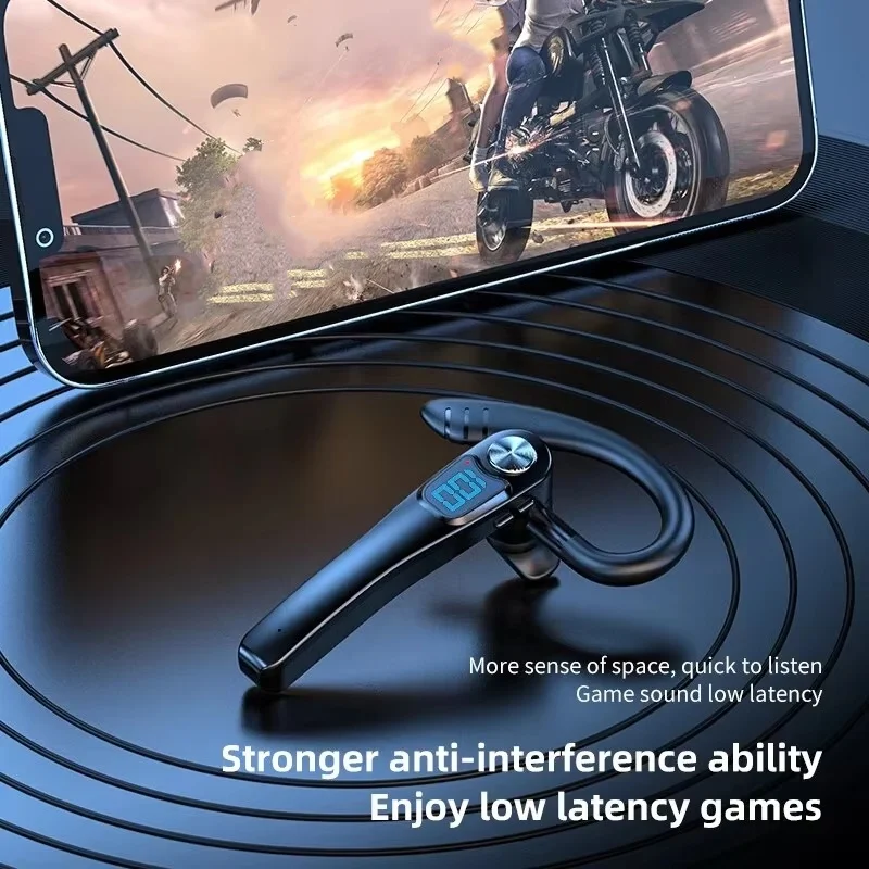 Wireless Single Ear Headset with Mic - Noise Cancelling, Waterproof, Long Battery Life