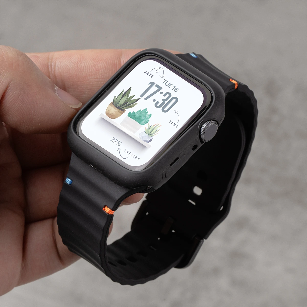 Wellenarmband+Hülle für Apple Watch Ultra 3/2 49mm 11 10 9 8 7 SE3 Weiches Sportarmband+Silikonhülle für iWatch 40 41 42 44 45 46mm – Detail 13