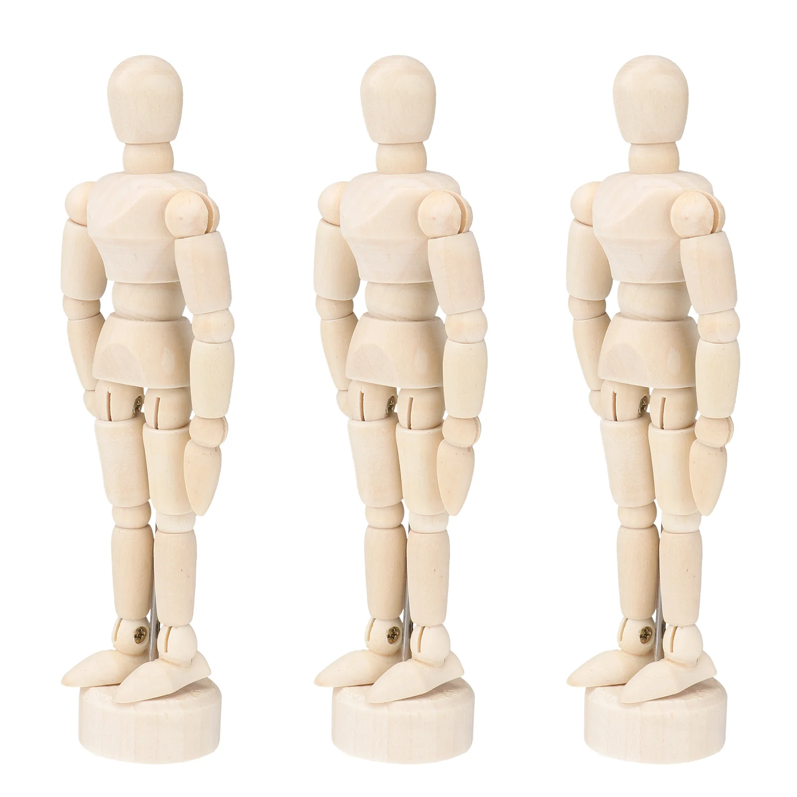 

3pcs Wooden Human Figures Artist Drawing Manikin Articulated Mannequin Human Mannequin Base for Sketching Painting Drawing