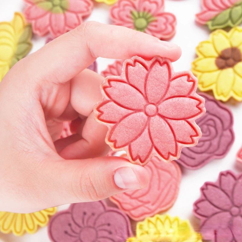 FlowerCookiemoldPlastic3D3DhouseholdcakemoldPressbakingtool