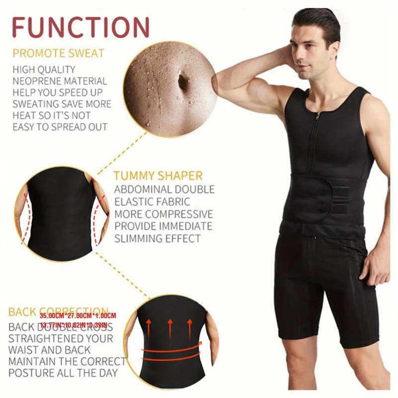 Men's Body Belt Gym Fitness Soft Breathable Double Strap Sweat Weight Loss Sauna Vest
