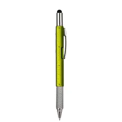 6 - in - 1 Multifunctional Tool Pen with Stylus, Ruler, Screwdriver, and Level (Green)
