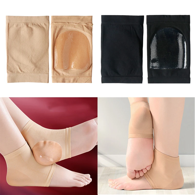 

2Pcs Heel Protective Cover Foot Heels Socks Silicone Anti-Crack Moisturizing Shoe Pads Unisex Pain Relief Feet Care Sock Black