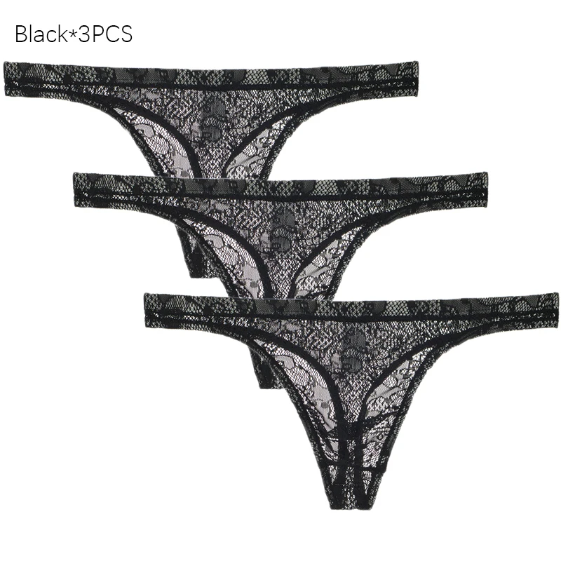 3Pcs/lot Mens Lace G-string And Thong Sexy Underwear See Through Tanga Bikini String Transparent Male Underpants T-back Panties