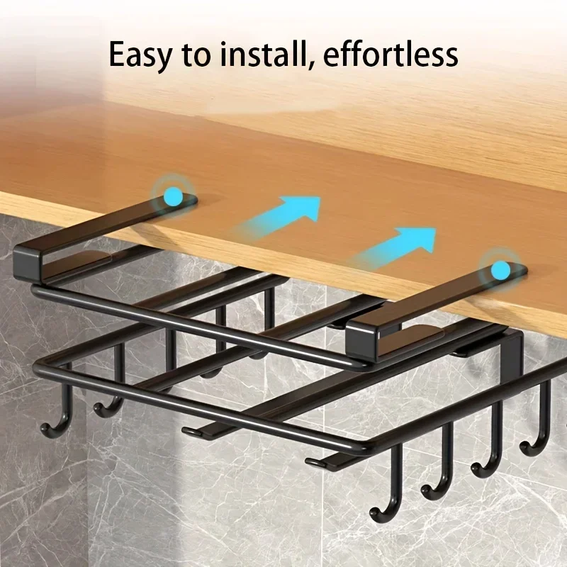 Kitchen Hanging Organizer Rack with Hook Under Cabinet Paper Towel Cloth Hanger Cutting Board Pot Lid Holder Warehouse Shelf 4