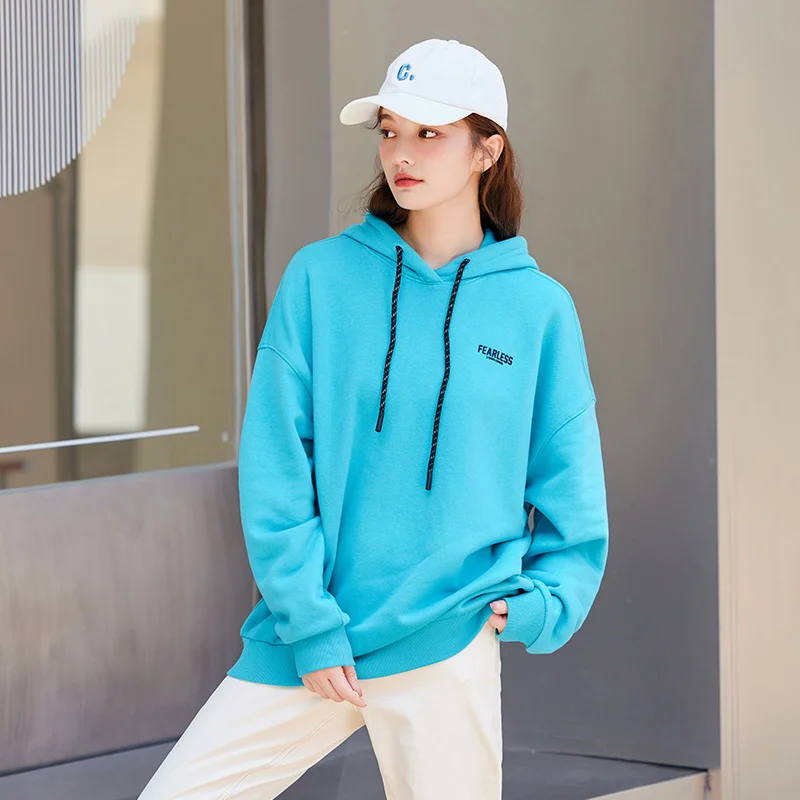 

Semir Hoodies Men 2022 Winter New Loose Fashion Embroidery Off Shoulder Top Sweatshirt
