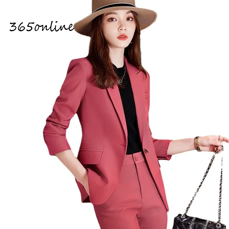 

Autumn Winter Women Business Suits Long Sleeve Formal Professional Elegant Pantsuits Blazers Set Ladies Work Wear Trousers Set