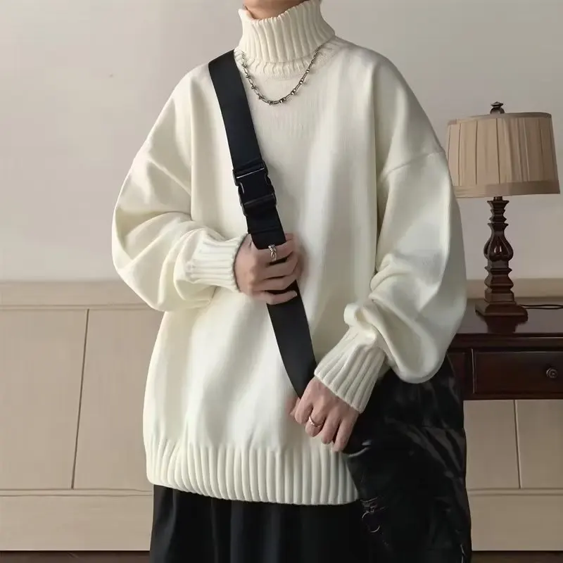 Autumn/Winter Thickened Knitwear Sweater Men's Korean Version Trend Loose Japanese Winter Ins Hong Kong Style Lazy Thread Coat