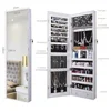 LED Lighted Wall-Mounted Jewelry Armoire Cabinet Organizer with Full-Length Mirror White Wood Storage Solution 4