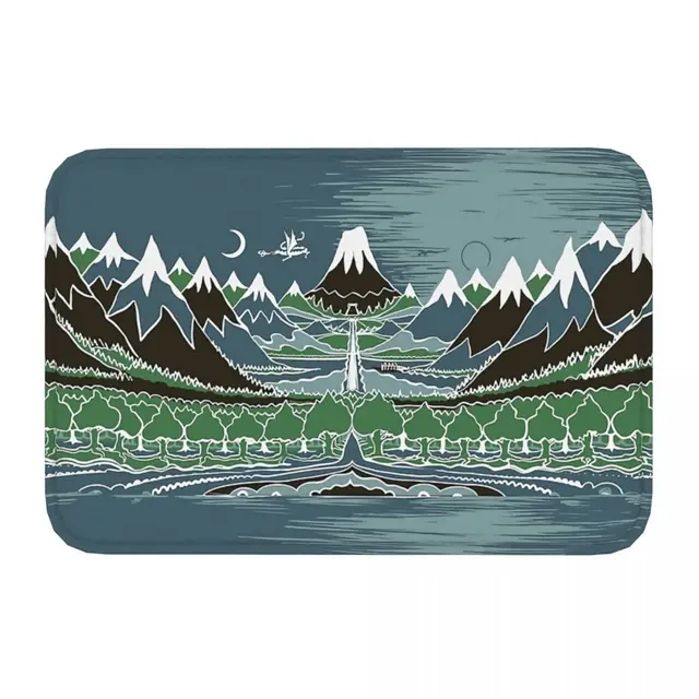 Nem Csúszás Nélküli Szőnyegű Ajtófürdő-Fürdő Szőnyeg Éjféli Erdő Hegyi Út J R Tolkien Folyosó Szőnyegen Beltéri Dekoráció - Image 2