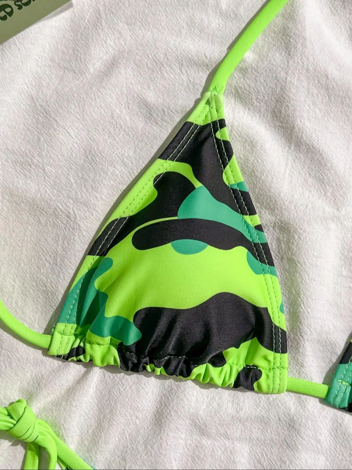 Sexy Green Camouflage Print Micro Bikini 2025 Women Halter Push Up Tie Side Thong Swimsuit Brazilian Beach Bathing Suit Swimwear 4