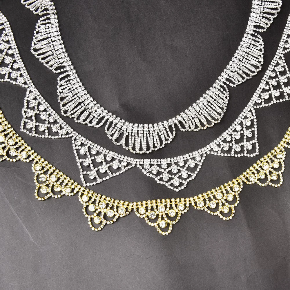 Description Picture 5 of itemGold and Silver Short Glass Diamond Tassel Chain Rhinestone Crystal Trim Fringe Sew on Wedding Dress Shoes Hats Bow Accessories