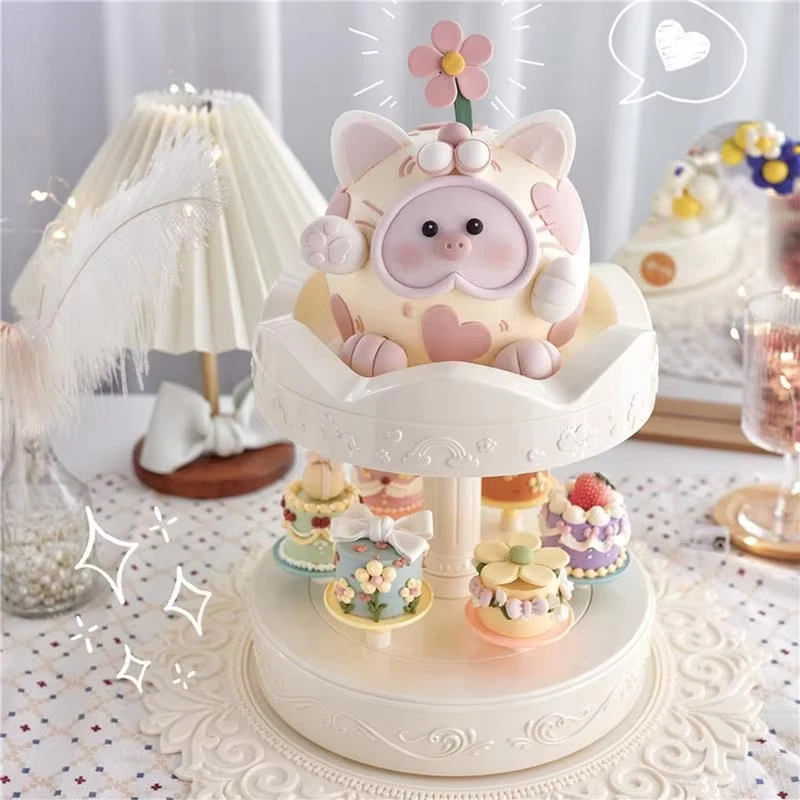 2-tier Automatic Rotating Cake Stand Display Tray Wedding Birthday Party Supplies