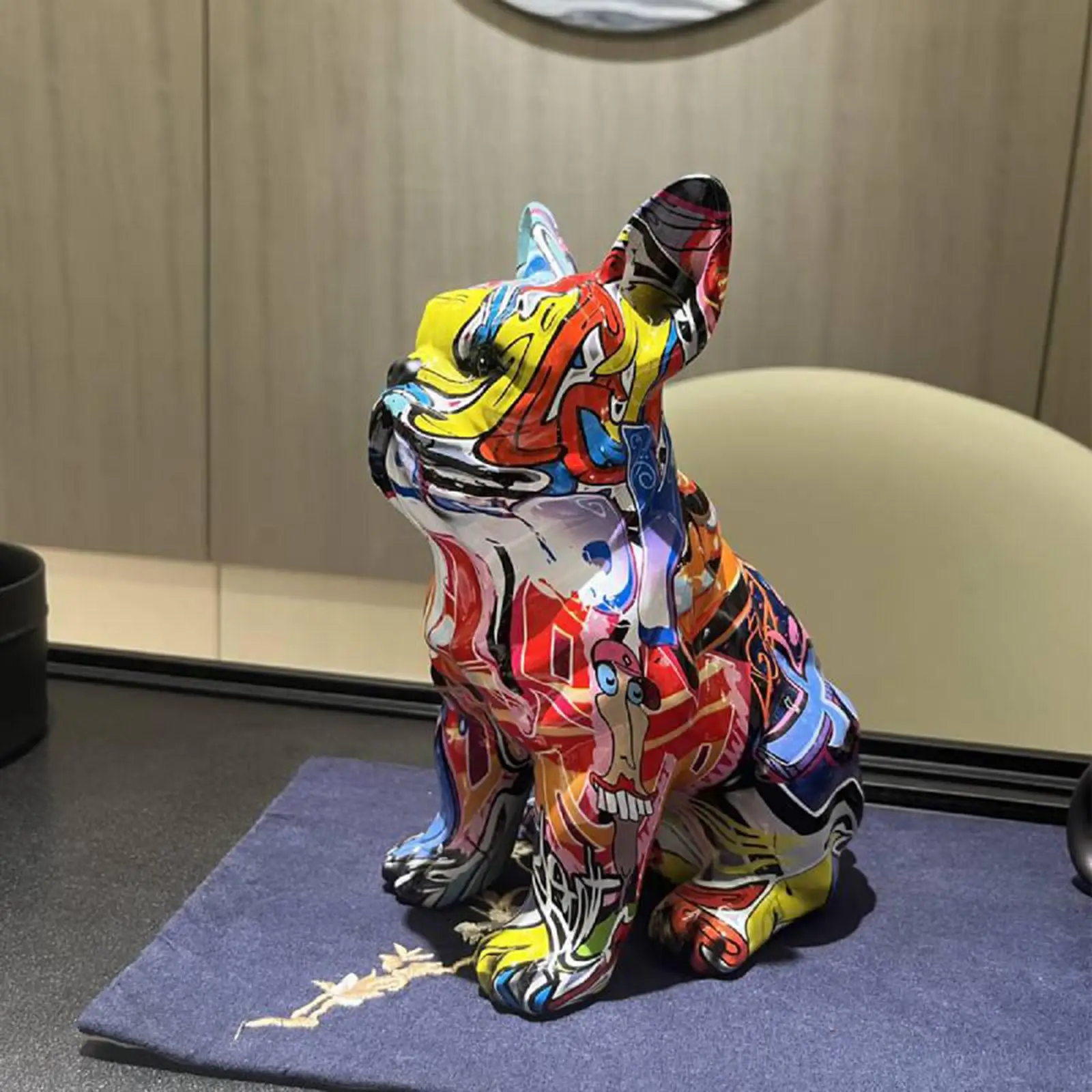 

Colorful Graffiti Dog Statue Dog Art Figurine Sculpture Resin Home Decor