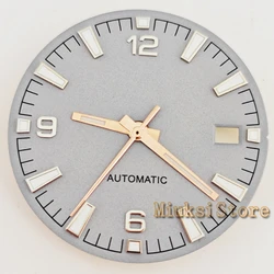 Black and White Watch Dial with Green Luminous Markers, 31mm (Light gray rose gold)