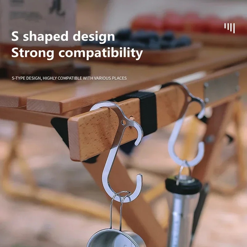 1/2/3/4pcs Outdoor Leather Hanging Hook S-Shaped Travel Kitchenware Finishing Hook Kitchen Pot Pan Lamp Holder Storage Rack