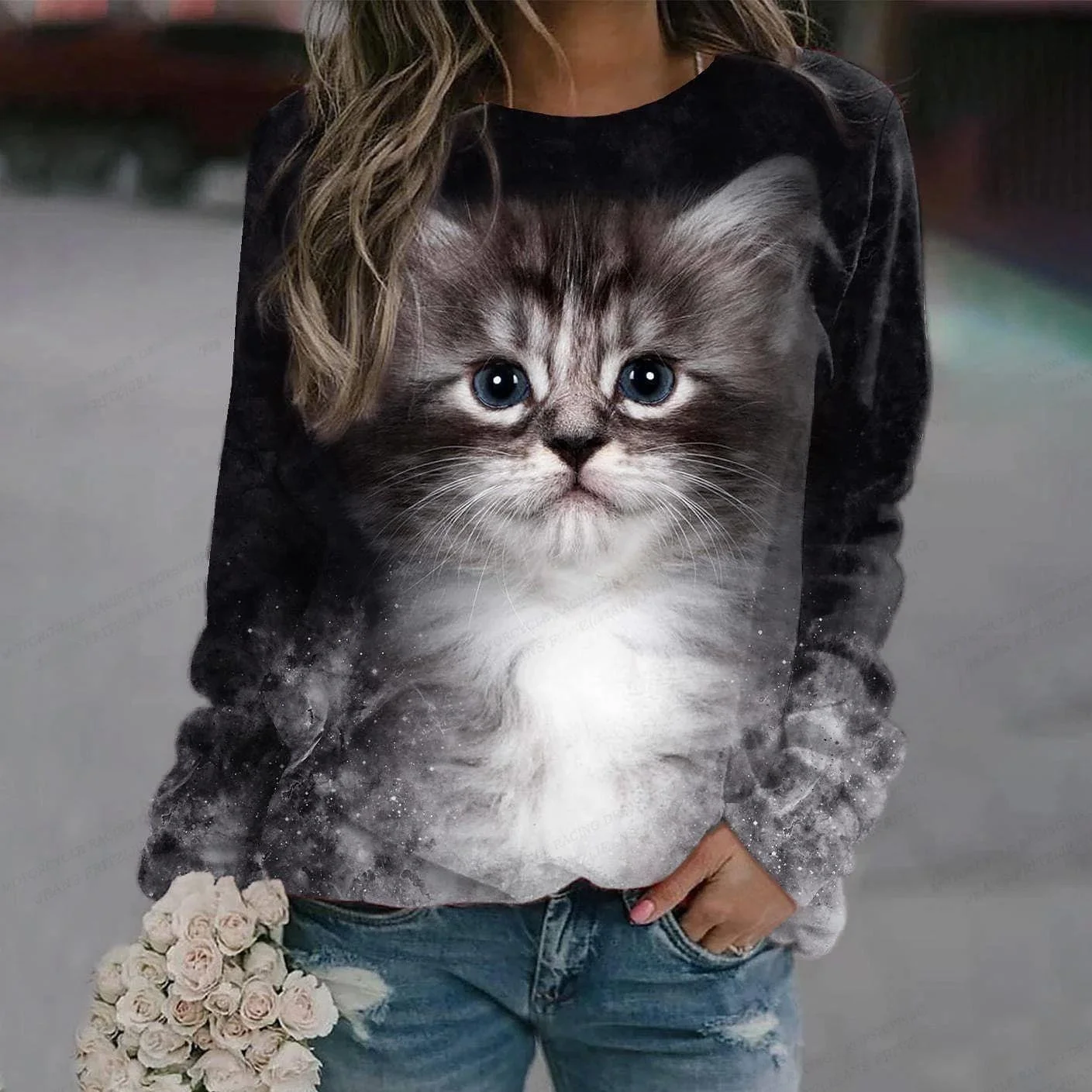 Faionable Women's Dog Hoodie Lovely  Print Sweatirt Trendy Streetwear Sle Other Fabric Ladies' T-irt